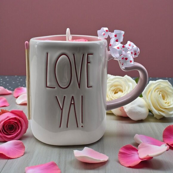 Hand Crafted Other - Rae Dunn Pink Heart Handle Mug Candle ✦ Soy Wax Triple Heart Melt ✦ Mother’s Day